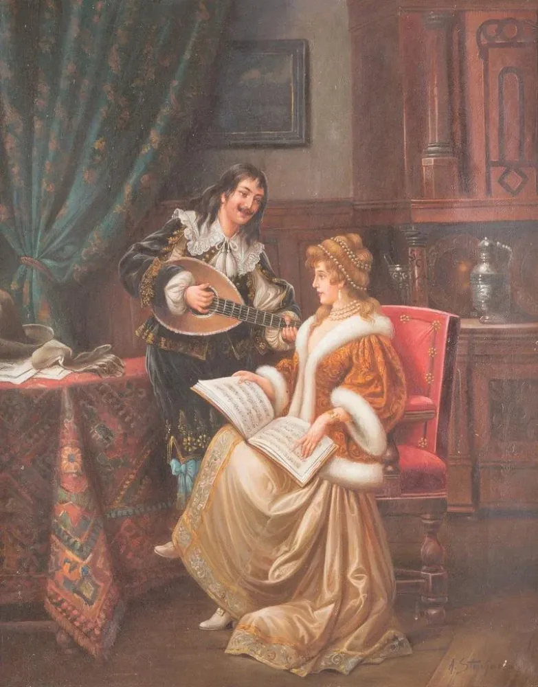 Gemälde Liebe und Harmonie - August Stephan | Kunstdruck