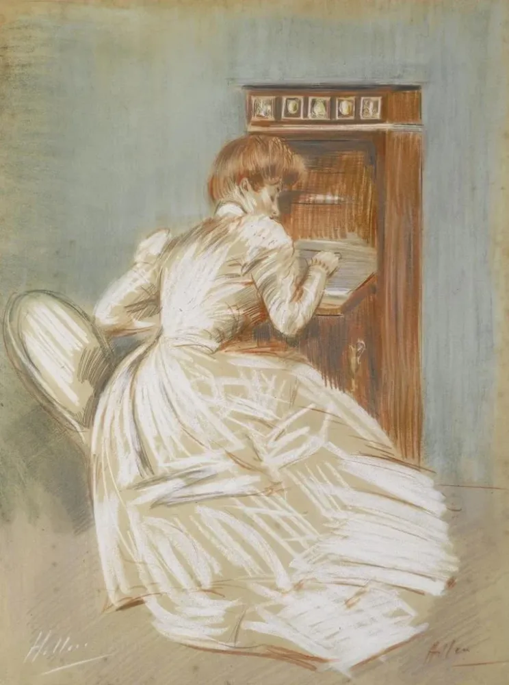 Gemälde Madame Helleu, son secrétaire - Paul César Helleu | Kunstdruck
