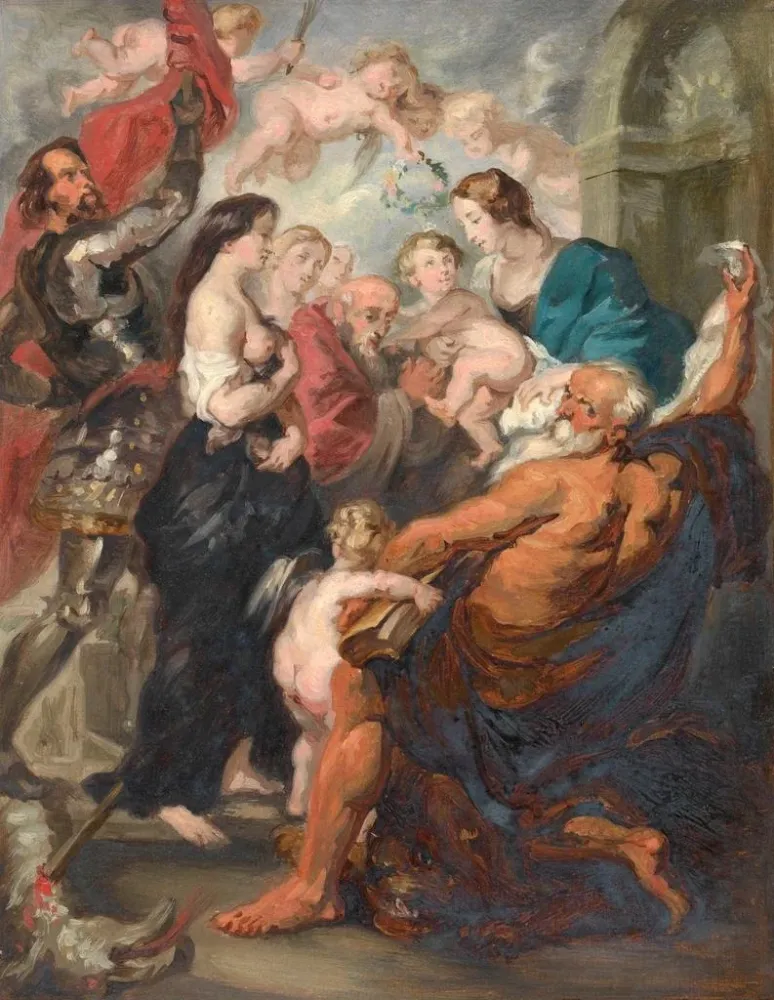Gemälde La Madone accompagnée de saints - Adolphe Léonard De Mol | Kunstdruck