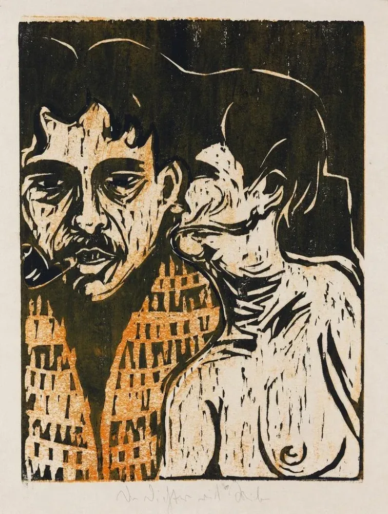 Gemälde Maler und Modell Dichter und Frau - Ernst Ludwig Kirchner | Kunstdruck