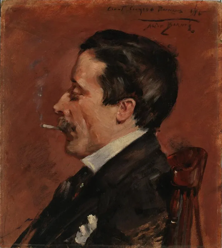 Gemälde Mann mit einer Zigarette - Alice Pike Barney | Kunstdruck