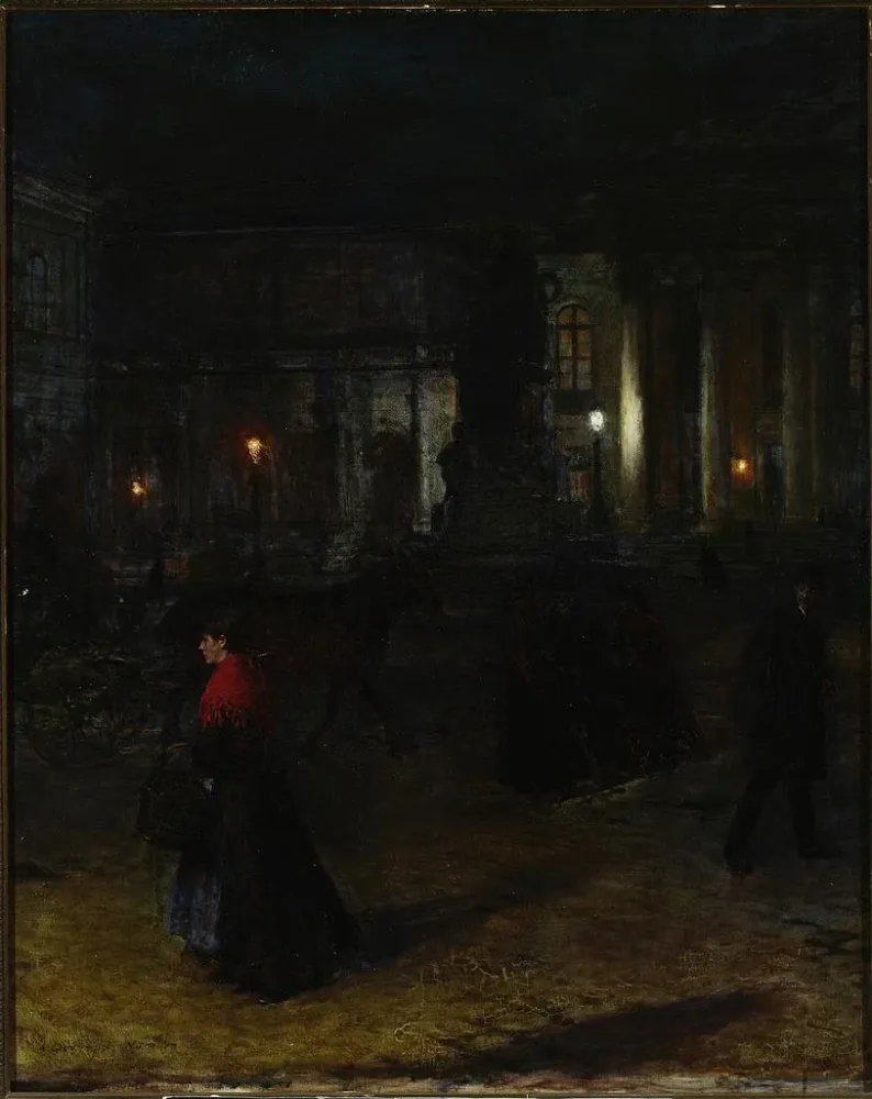 Gemälde Max-Josef-Platz München bei Nacht - Aleksander Gierymski | Kunstdruck