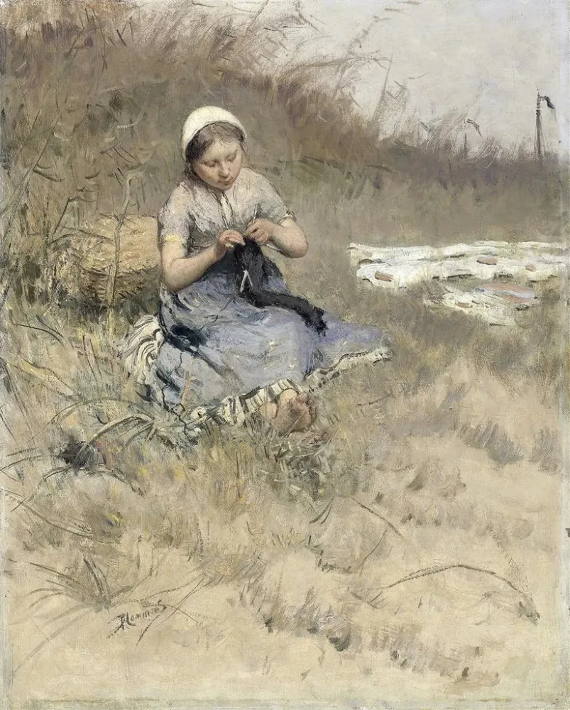Gemälde Mädchen, das strickt - Bernardus Johannes Blommers | Kunstdruck