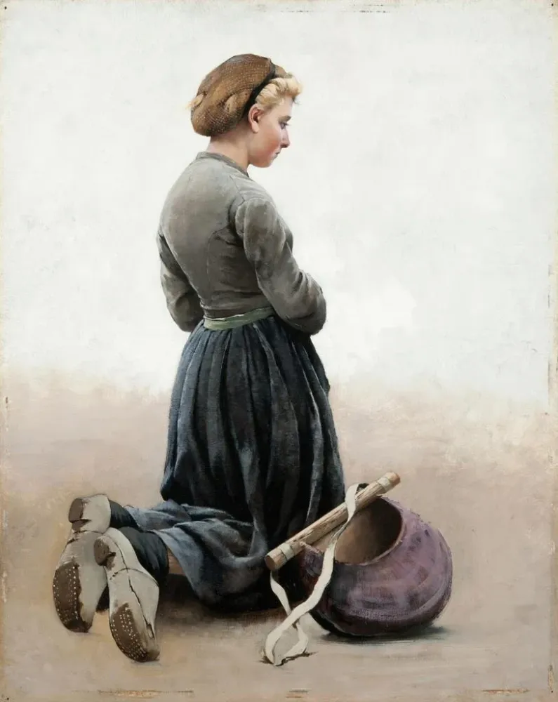 Gemälde Mädchen kniend - August Hagborg | Kunstdruck