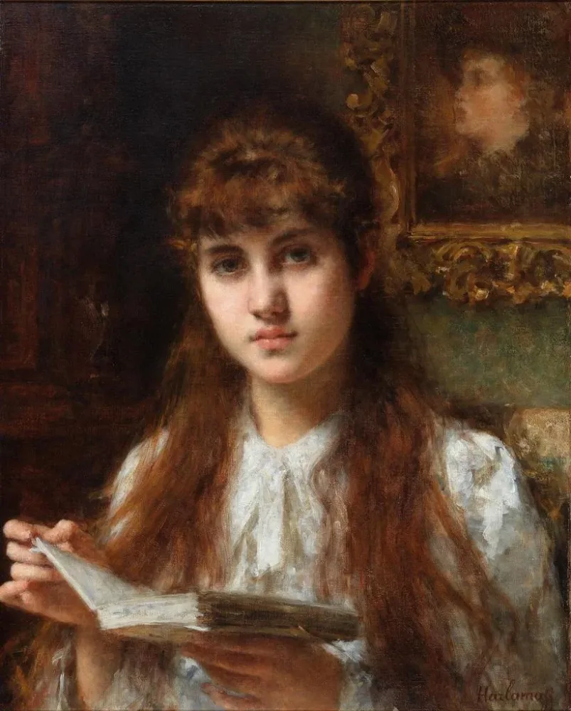 Gemälde Mädchen liest - Alexei Harlamoff | Kunstdruck