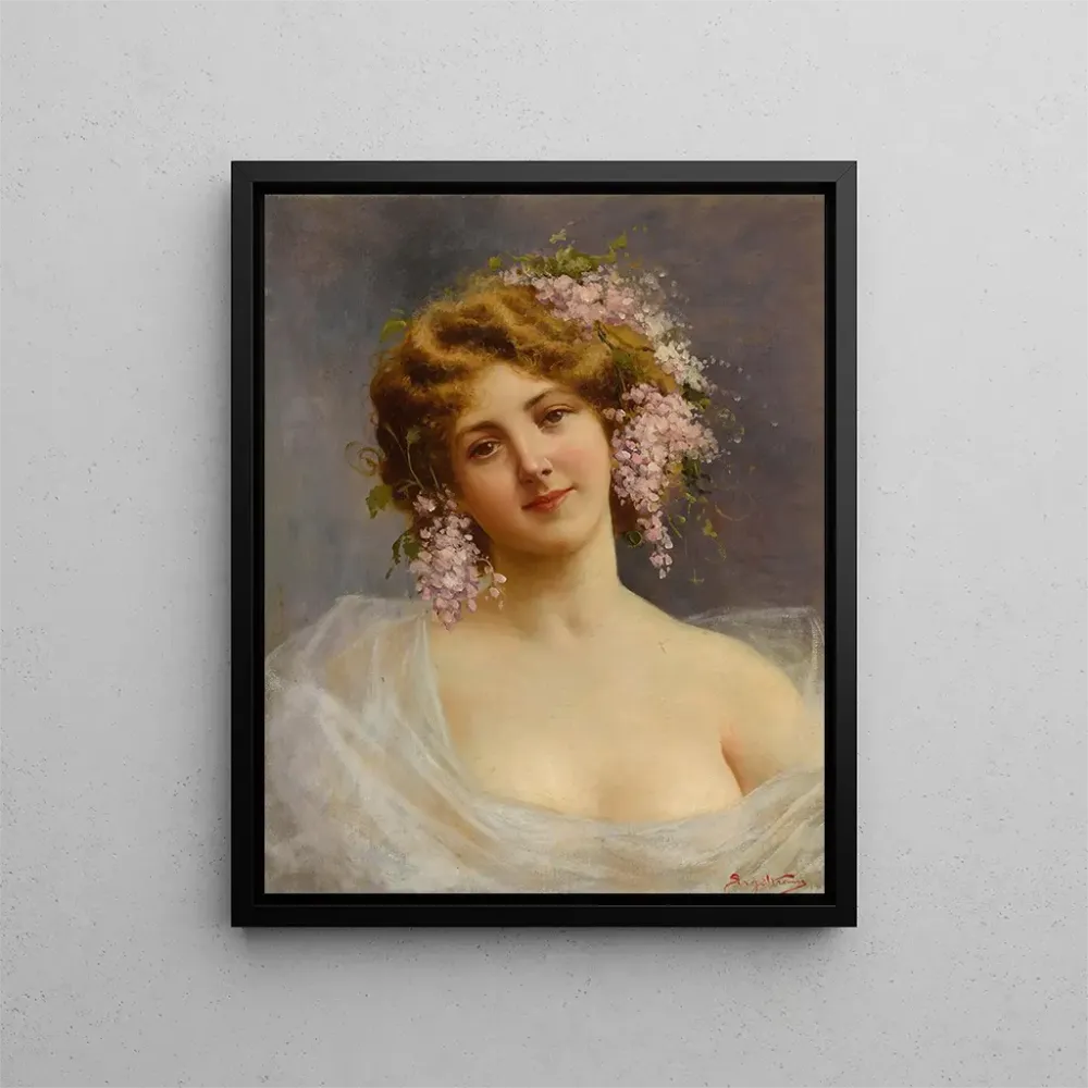 Gemälde Mädchen mit Flieder - Achille Beltrame | Kunstdruck