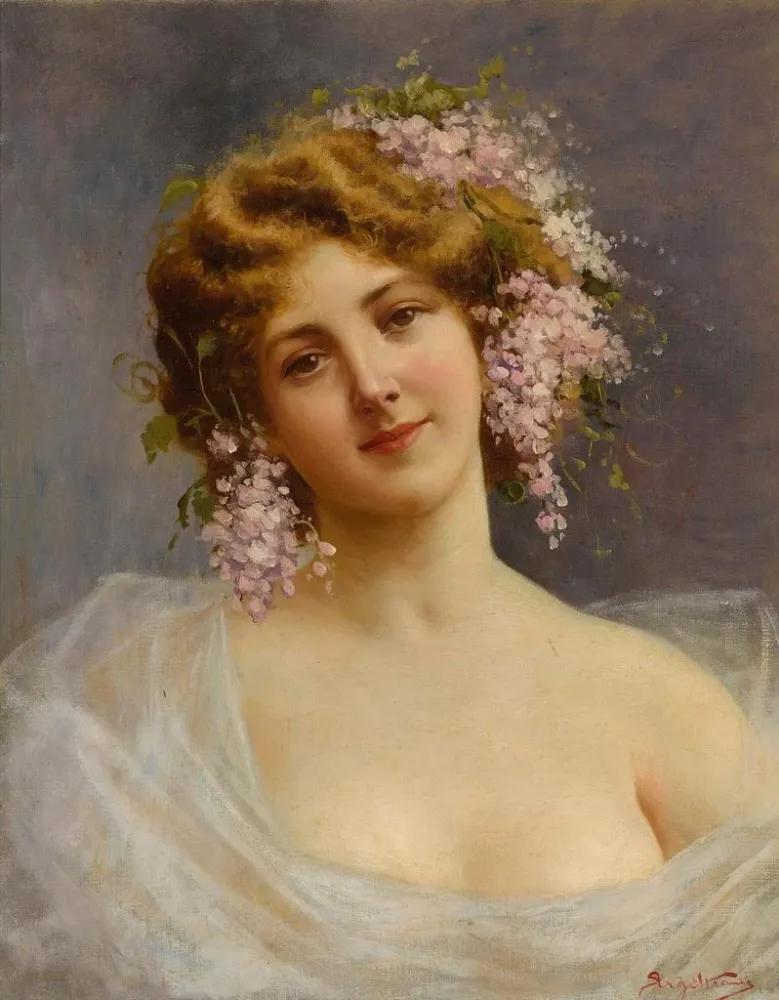 Gemälde Mädchen mit Flieder - Achille Beltrame | Kunstdruck