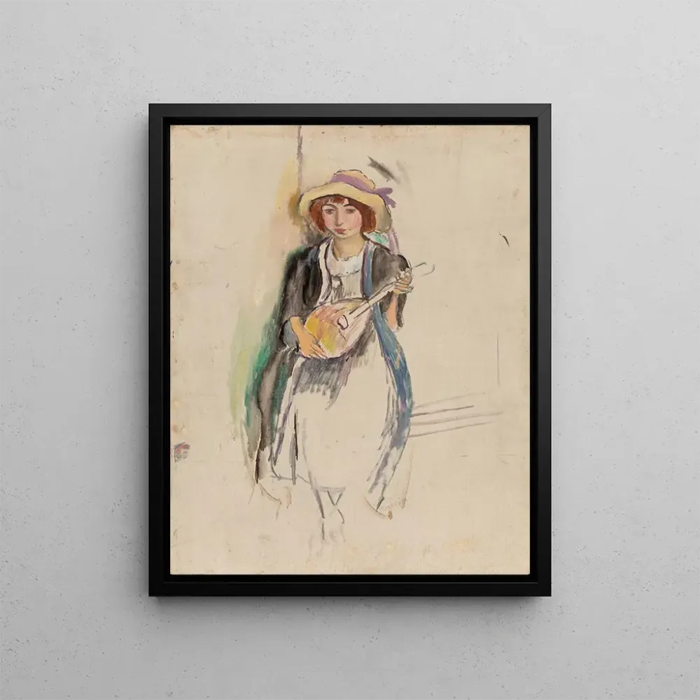 Gemälde Mädchen mit Mandoline - Jules Pascin | Kunstdruck
