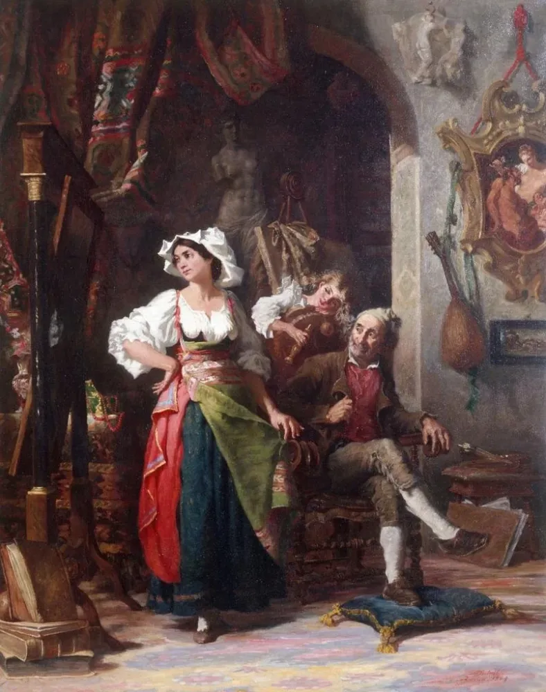Gemälde Modelle einem Atelier während der Abwesenheit des Malers - Auguste Dutuit | Kunstdruck