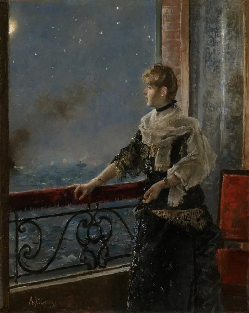 Gemälde Moonlight Au clair de la lune - Alfred Stevens | Kunstdruck