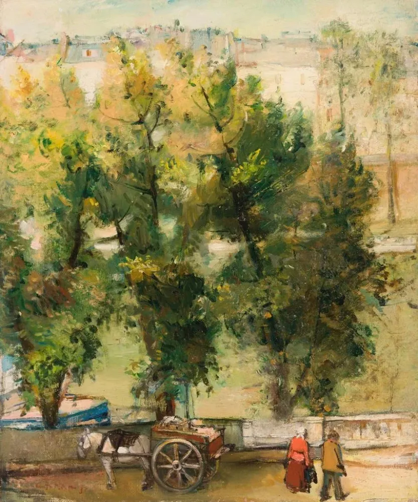 Gemälde Motiv von Paris Landschaft mit einem Pferd - Andrus Johani | Kunstdruck