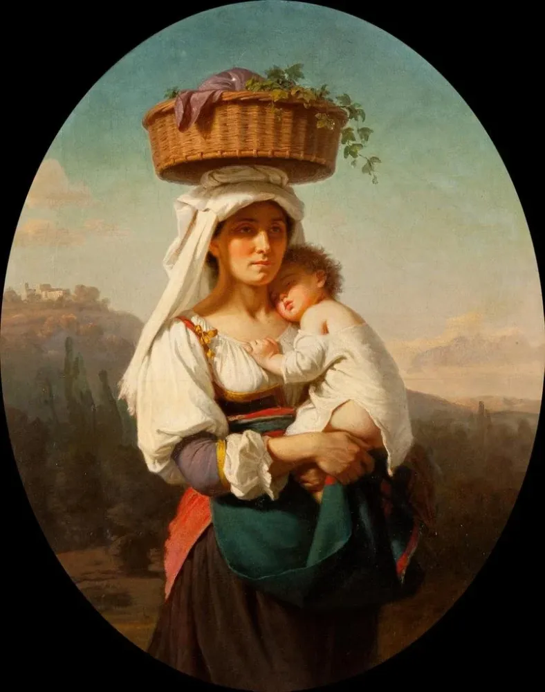 Gemälde Mère italienne avec enfant - Amalia Lindegren | Kunstdruck