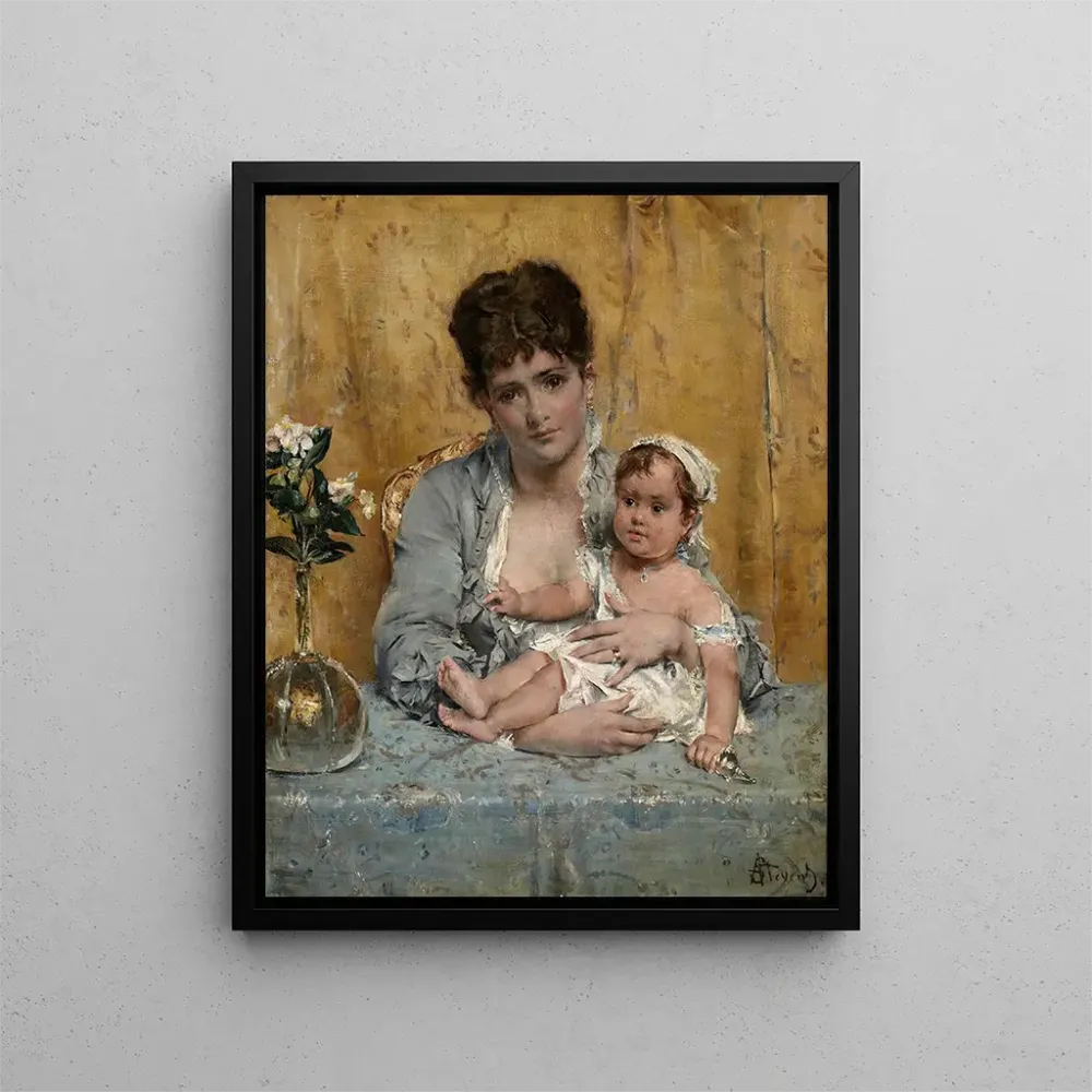 Gemälde Mutter und Kind - Alfred Stevens | Kunstdruck