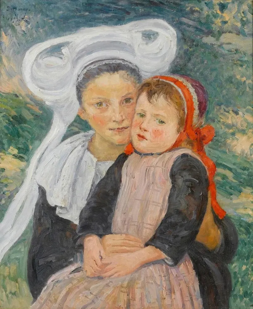 Gemälde Mutterschaft, Brücke - Aven - Émile Alfred Dezaunay
