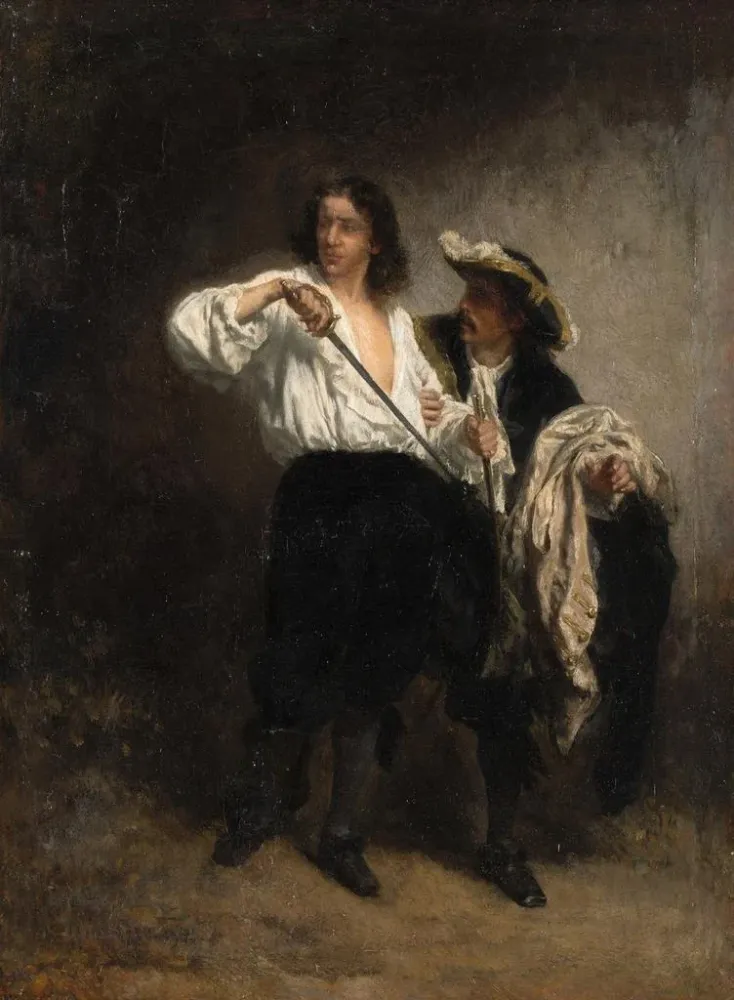 Gemälde Nach dem Duell - August von Pettenkofen | Kunstdruck