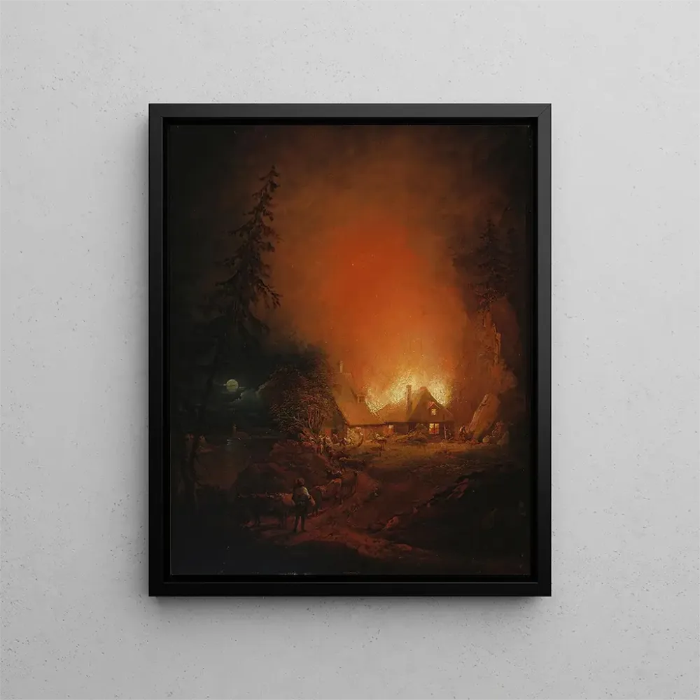 Gemälde Nachtsbrand einem Bauernhaus - Alexander Laurus | Kunstdruck