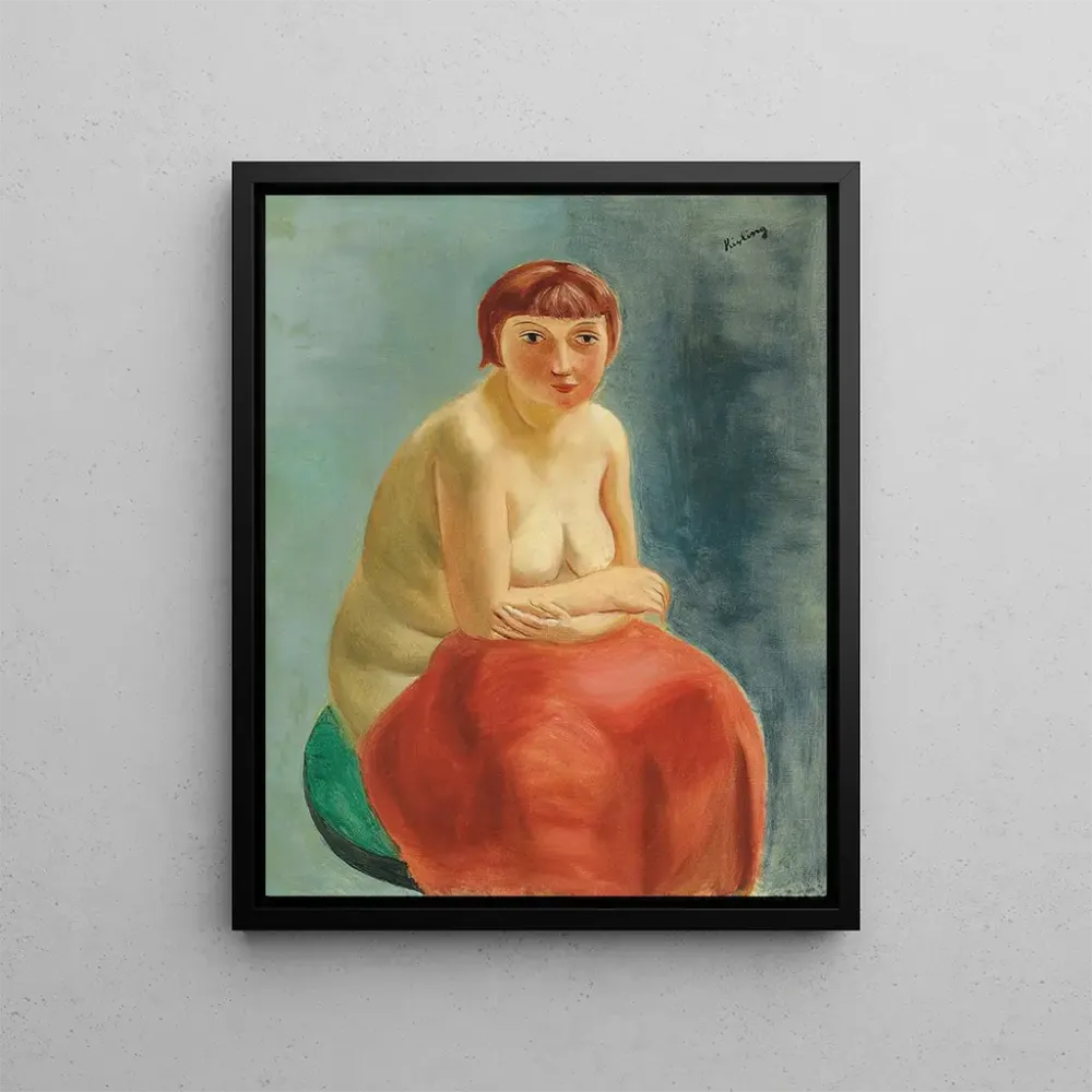 Gemälde Nacktes Sitzen rotem Draper - Moïse Kisling | Kunstdruck