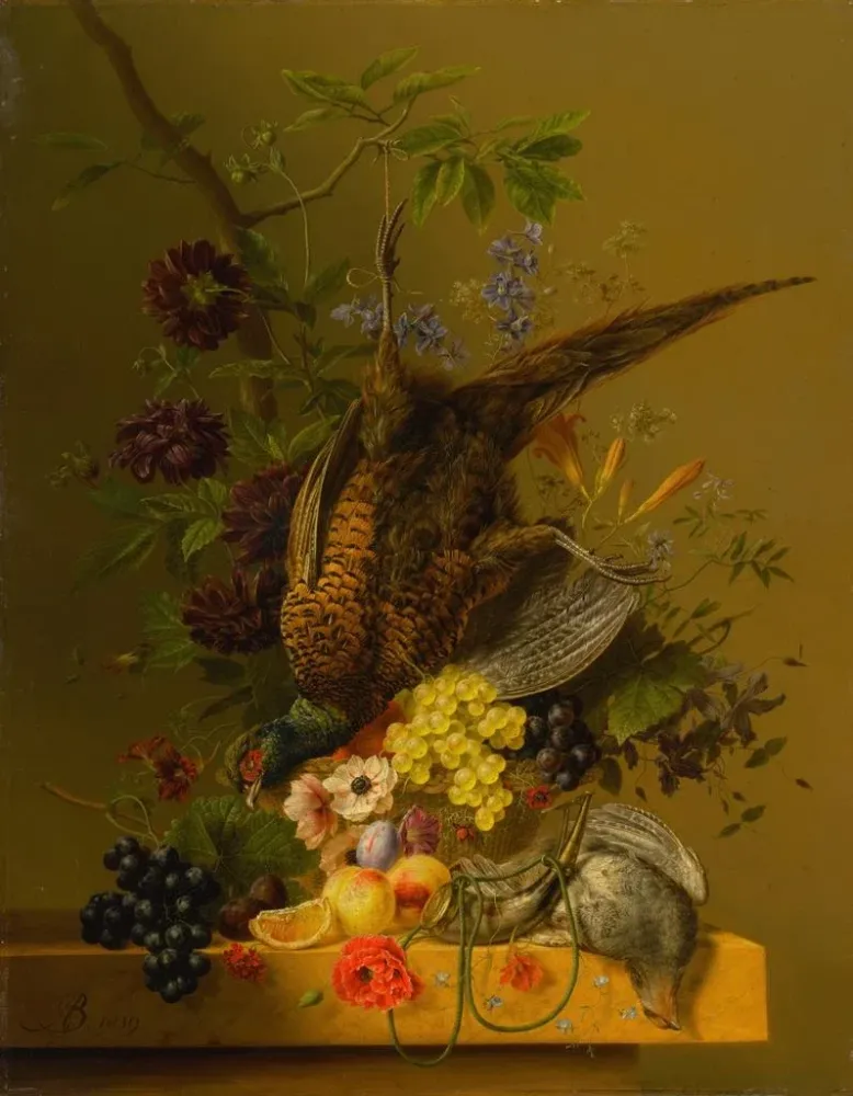Gemälde Naturmorte mit einem Fasan und Früchten - Arnoldus Bloemers | Kunstdruck