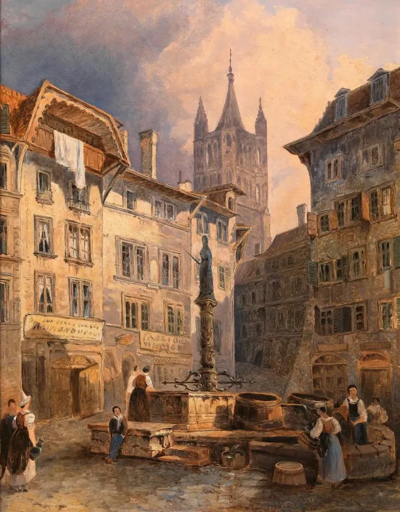 Gemälde Place de Palud à Lausanne - Adalbert Stifter | Kunstdruck