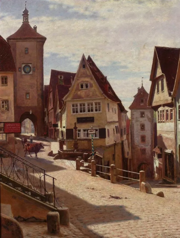 Gemälde Am Plänlein à Rothenburg - Aleksander Gierymski | Kunstdruck