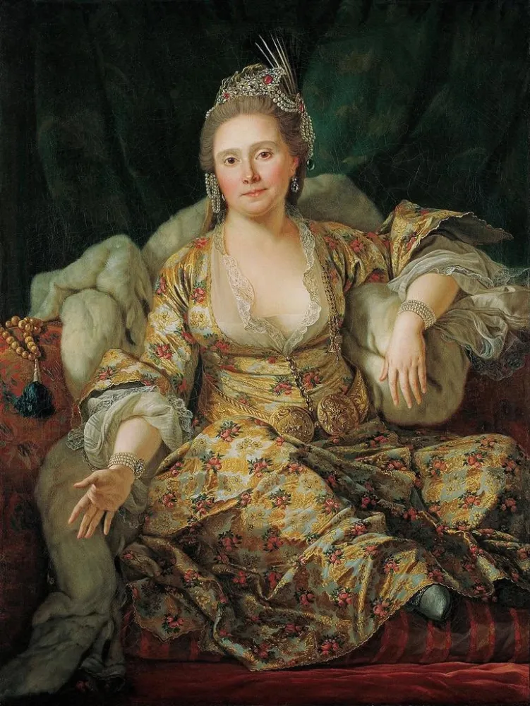 Gemälde Portrait der Gräfin von Vergennes türkischer Kleidung - Antoine De Favray | Kunstdruck
