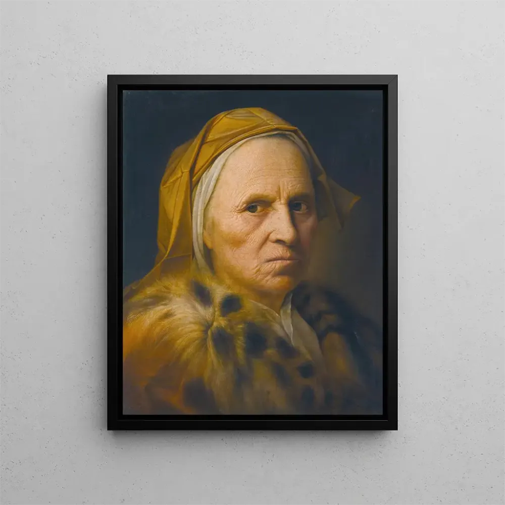 Gemälde Portrait einer alten Dame mit Pelzbesetztem Mantel - Balthasar Denner | Kunstdruck