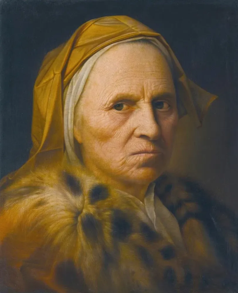 Gemälde Portrait einer alten Dame mit Pelzbesetztem Mantel - Balthasar Denner | Kunstdruck