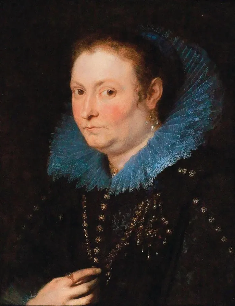 Gemälde Portrait einer Dame Halbfigur, als genuesische Adelige betrachtet - Antoine van Dyck | Kunstdruck