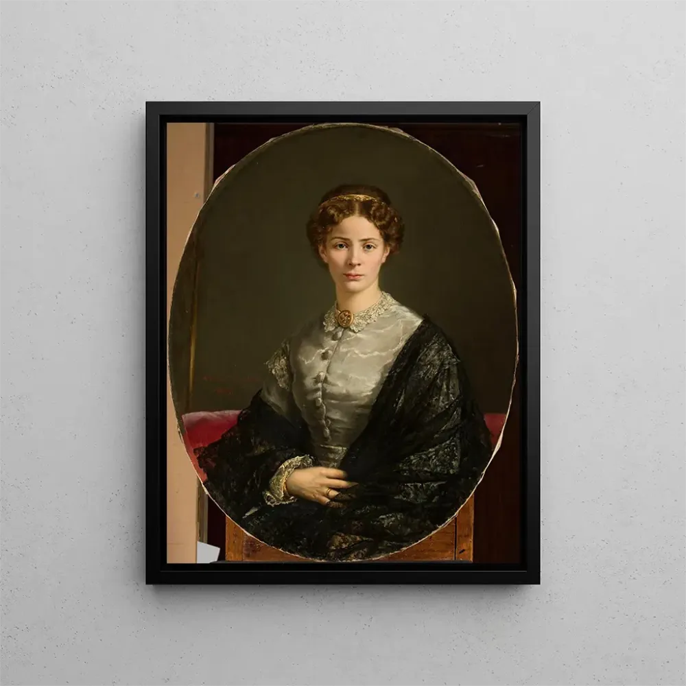Gemälde Portrait einer Dame mit einem Spitzenkopfband - Adalbert Begas