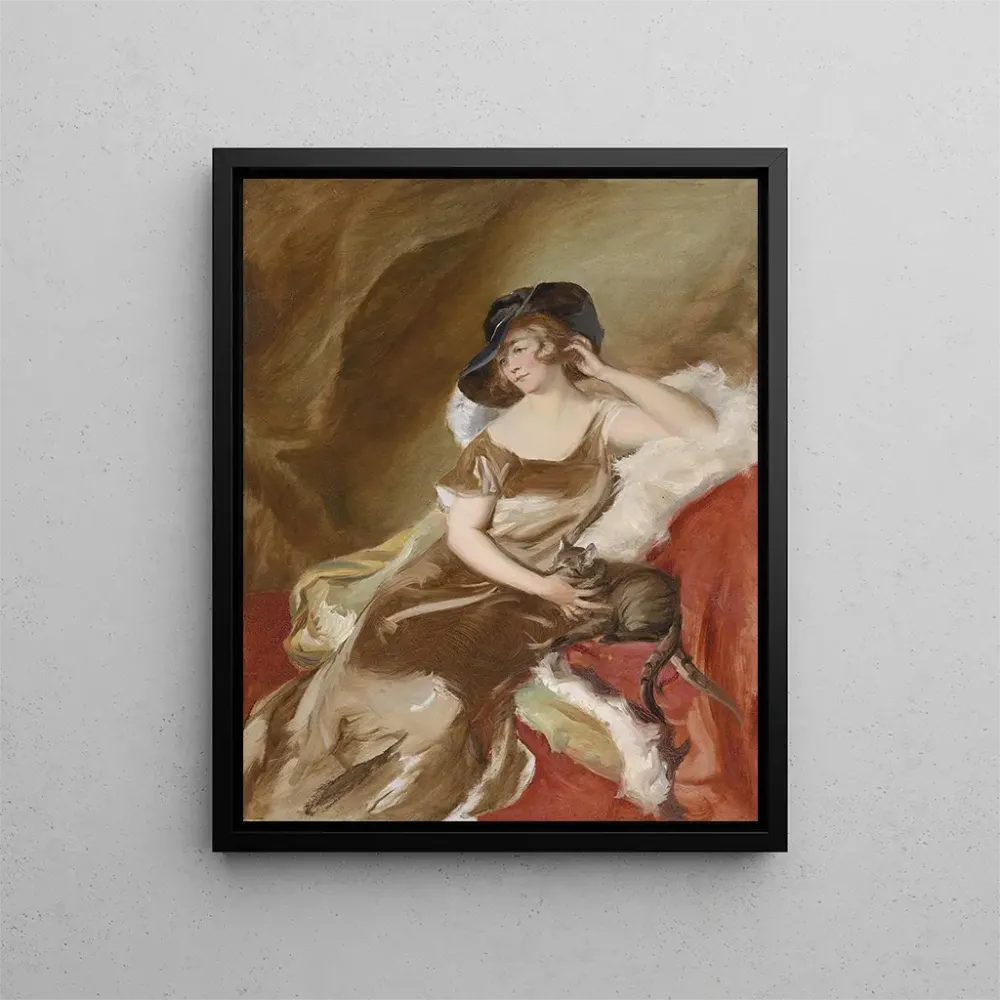 Gemälde Portrait einer Dame mit Katze - Adolf Pirsch | Kunstdruck