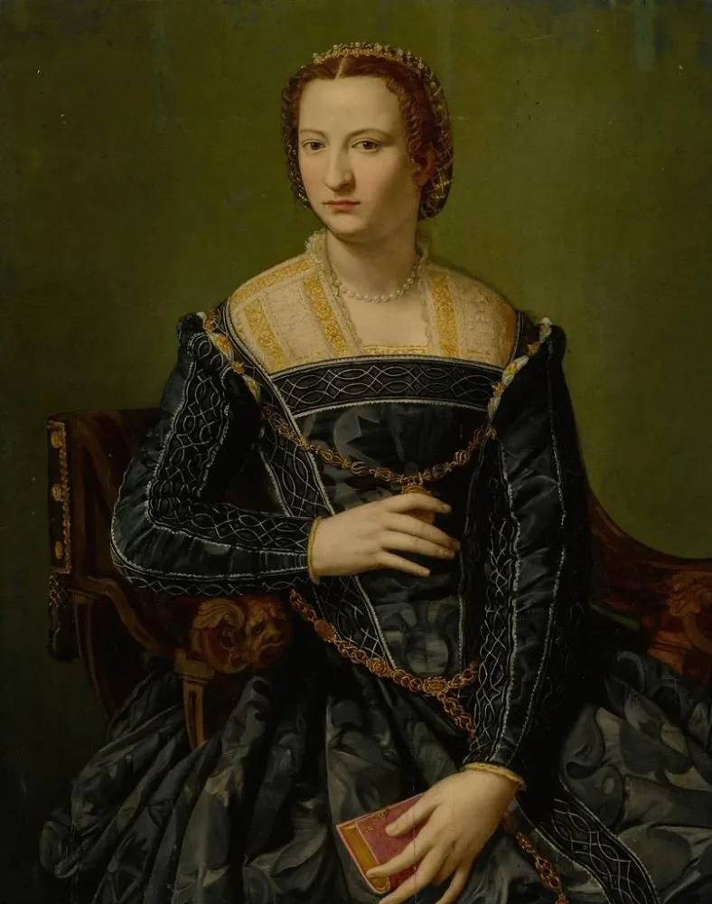 Gemälde Portrait einer Dame Schwarz - Alessandro Allori | Kunstdruck