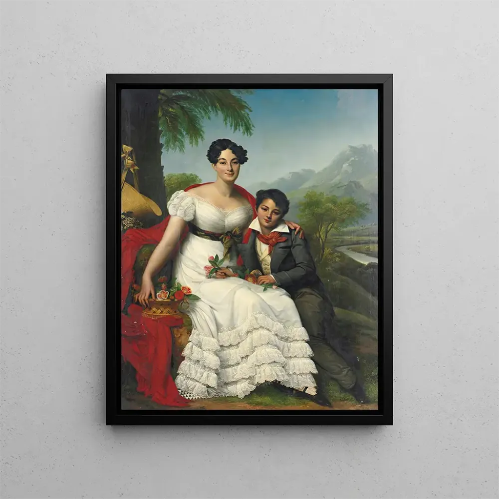 Gemälde Portrait einer Dame und ihres Sohnes - August Riedel | Kunstdruck