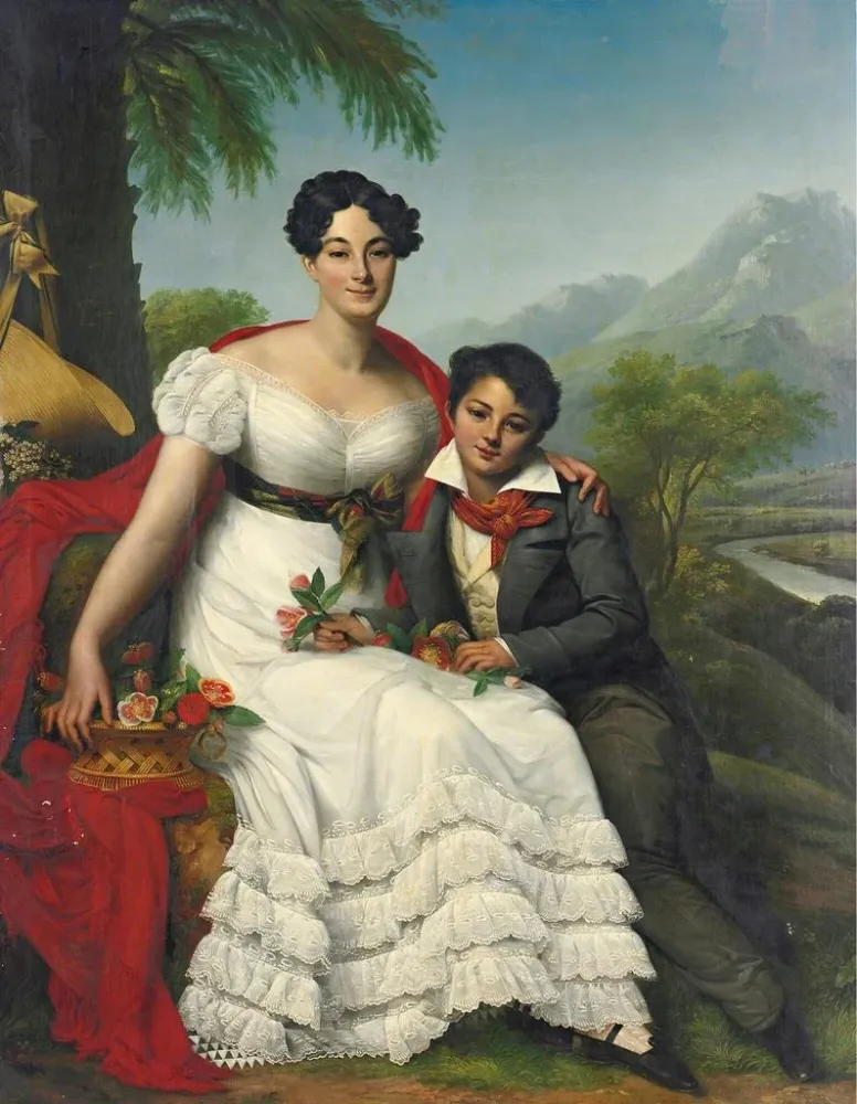 Gemälde Portrait einer Dame und ihres Sohnes - August Riedel | Kunstdruck