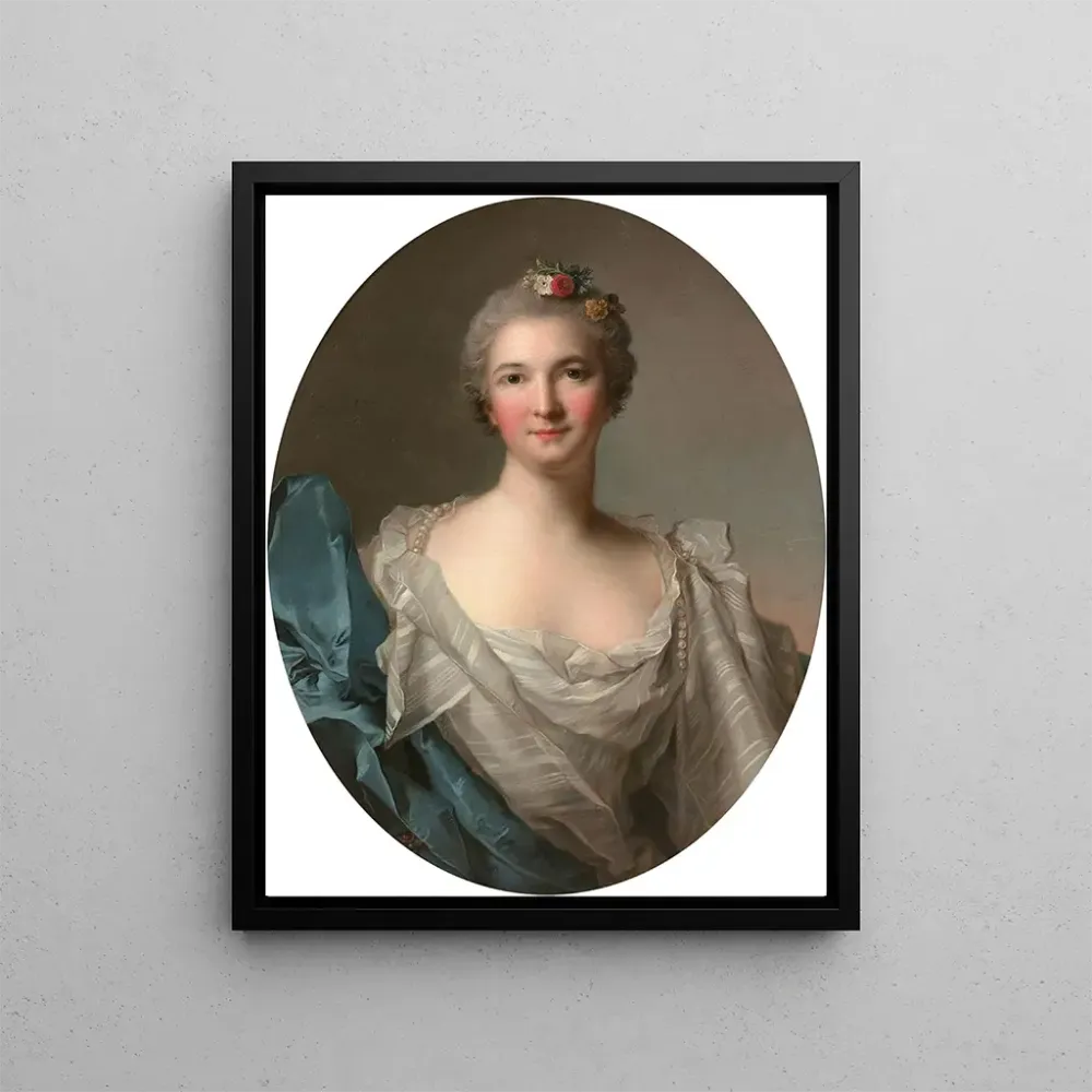 Gemälde Portrait einer Dame von Qualität weißem Kleid und blauer Decke - Jean - Marc Nattier | Kunstdruck