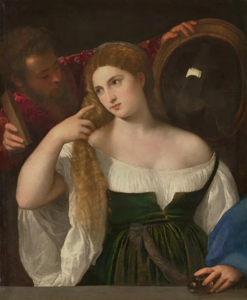 Gemälde Portrait einer Frau bei ihrer Toilette - Titien | Kunstdruck