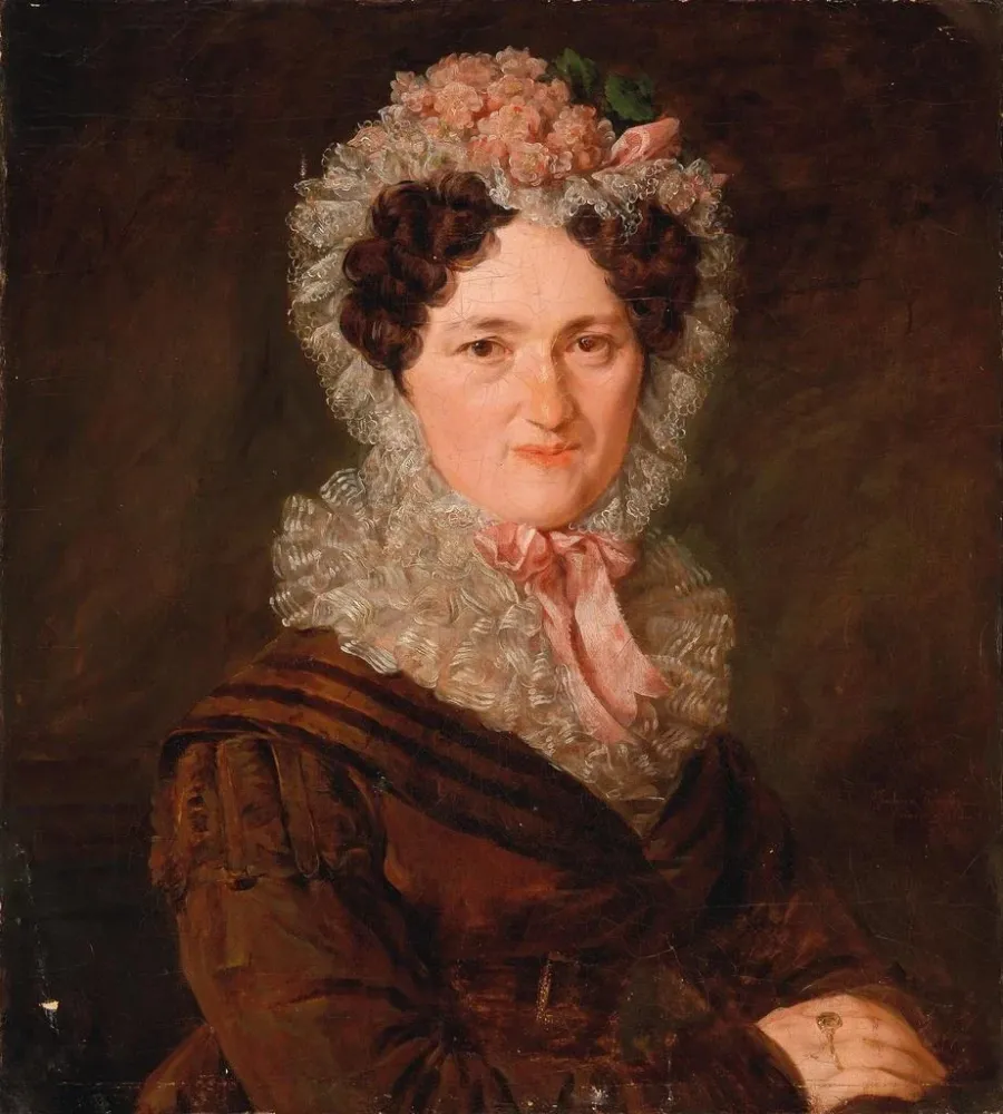 Gemälde Portrait einer Frau mit einer Mafia-Cap - Barbara Krafft | Kunstdruck