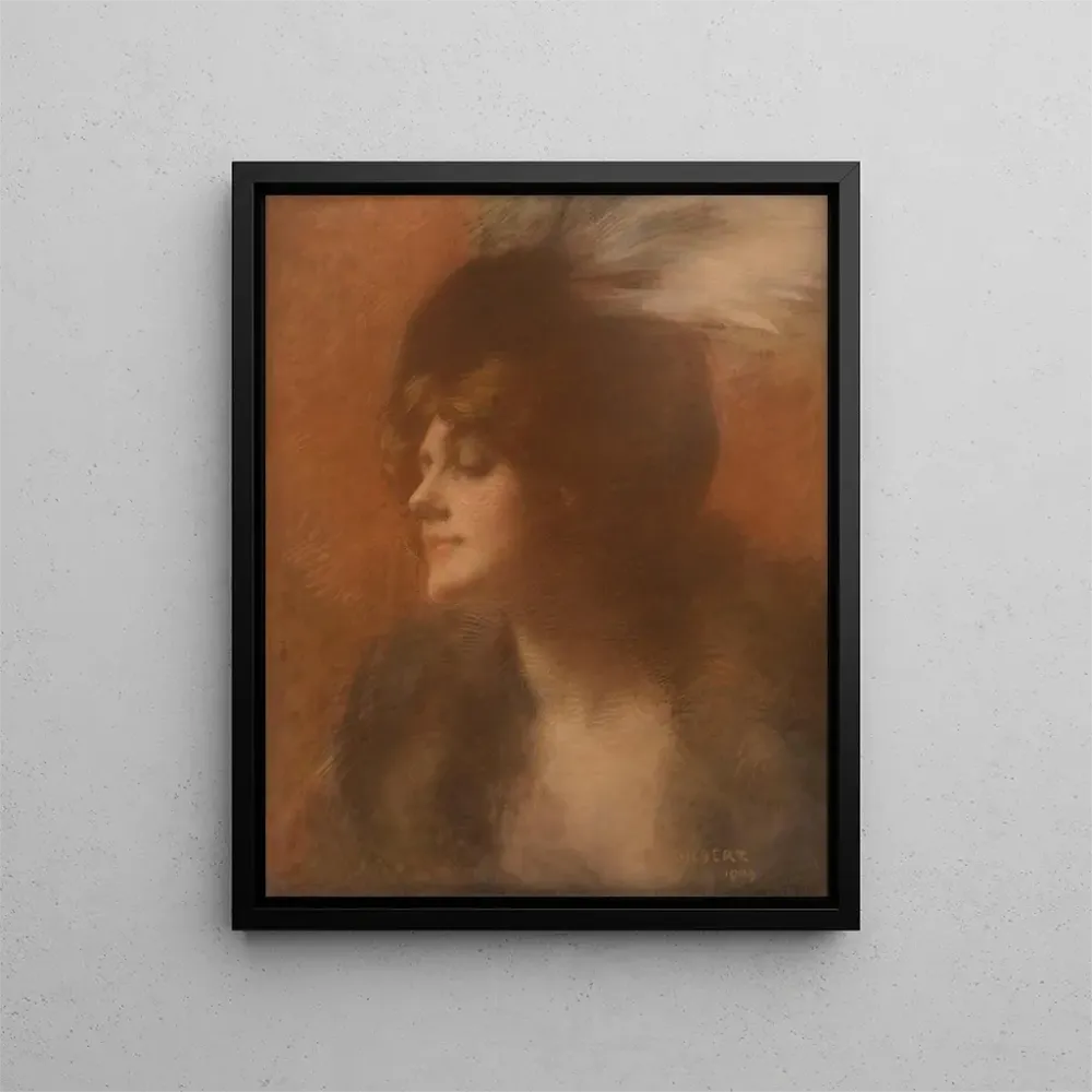 Gemälde Portrait einer Frau mit Federkiel - Ren Joseph Gilbert | Kunstdruck