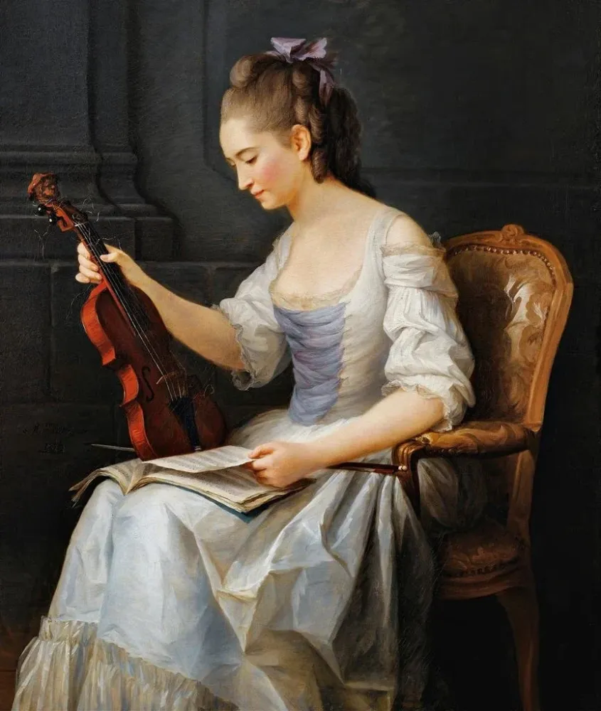 Gemälde Portrait einer Geigerin - Anne Vallayer-Coster | Kunstdruck