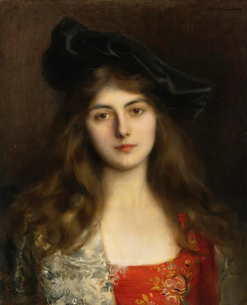Gemälde Portrait einer jungen Frau - Albert Lynch | Kunstdruck