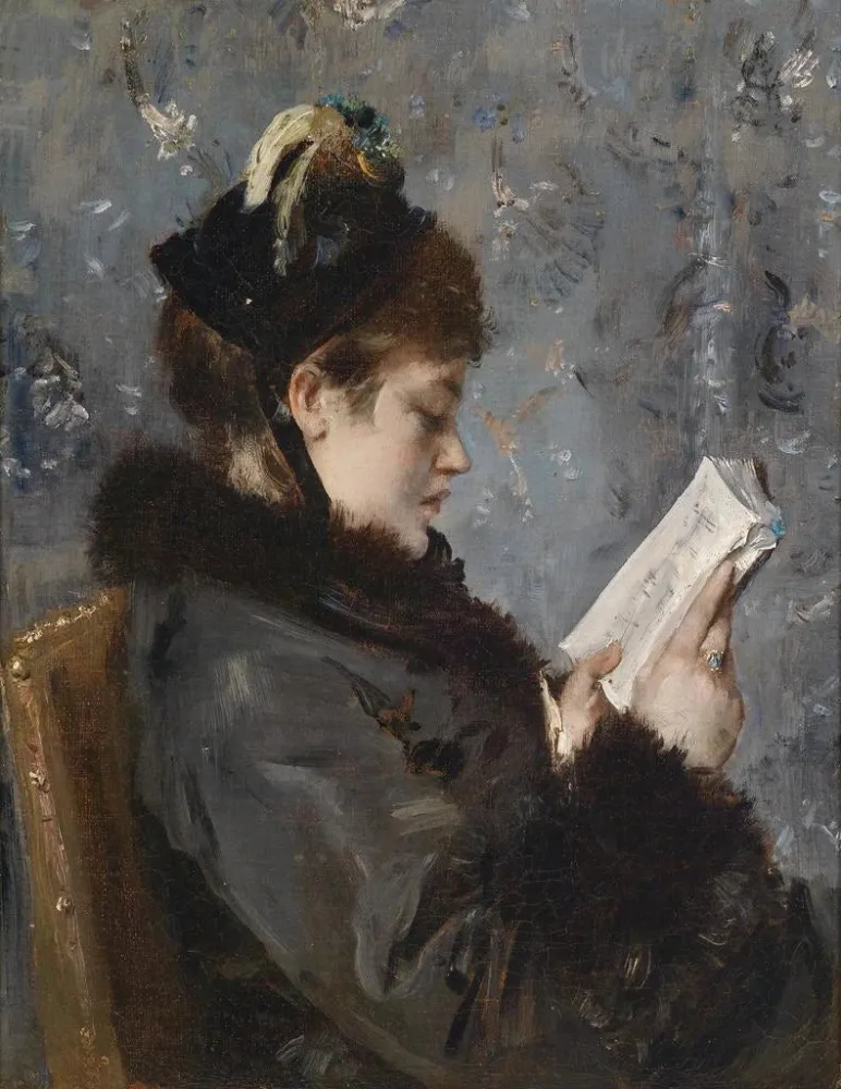 Gemälde Portrait einer jungen Frau - Alfred Stevens | Kunstdruck
