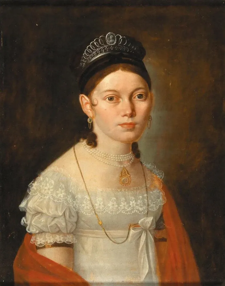 Gemälde Portrait einer jungen Frau - Anonym | Kunstdruck