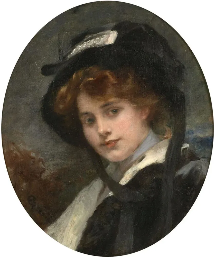 Gemälde Portrait einer jungen Frau - Antonin Mercié