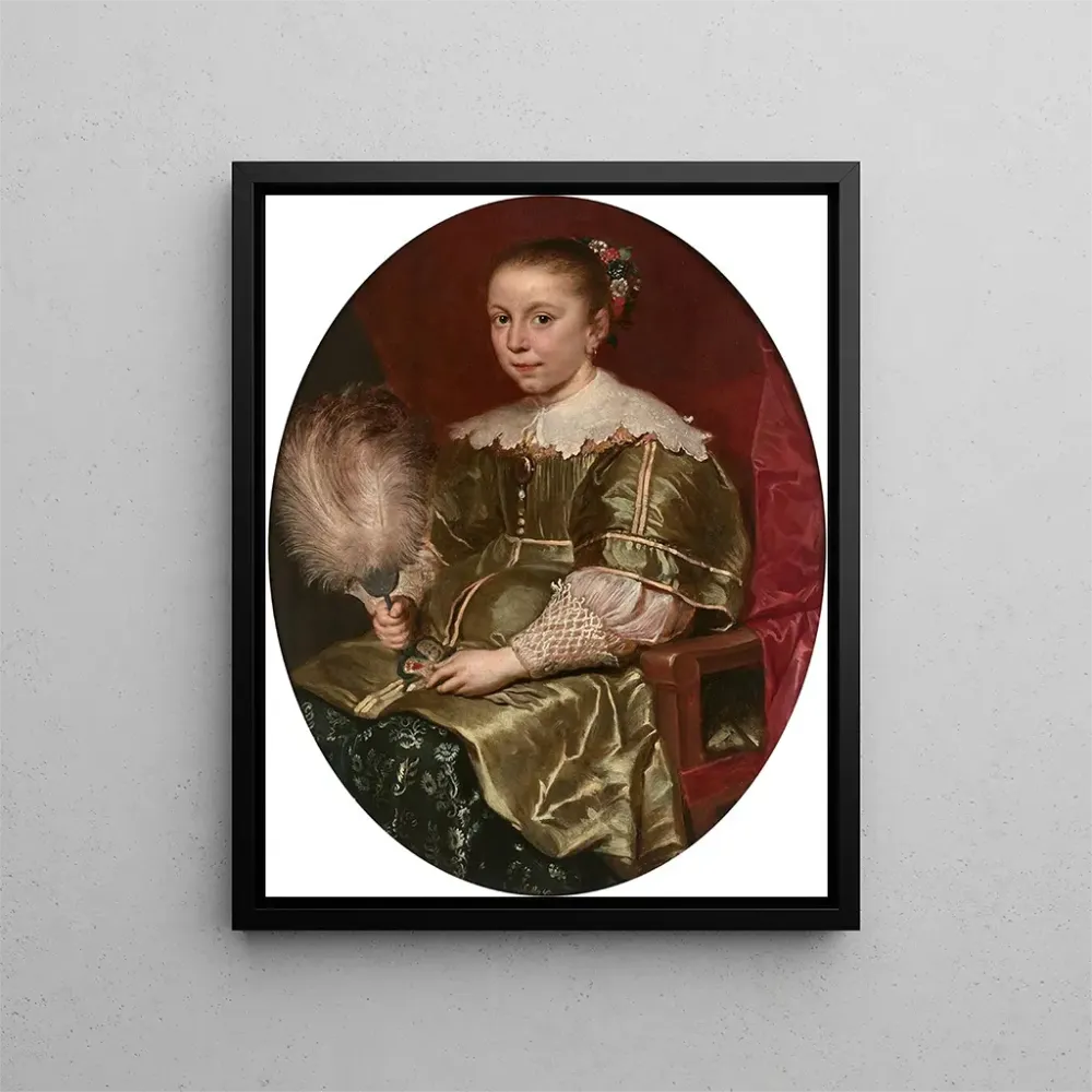 Gemälde Portrait einer jungen Frau mit einem Fächer - Cornelis de Vos | Kunstdruck