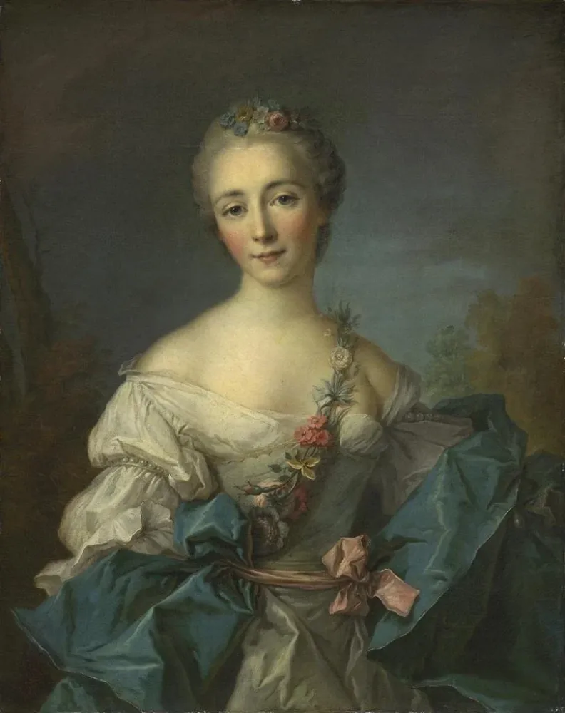 Gemälde Portrait einer jungen Frau - Nach Jean-Marc Nattier | Kunstdruck