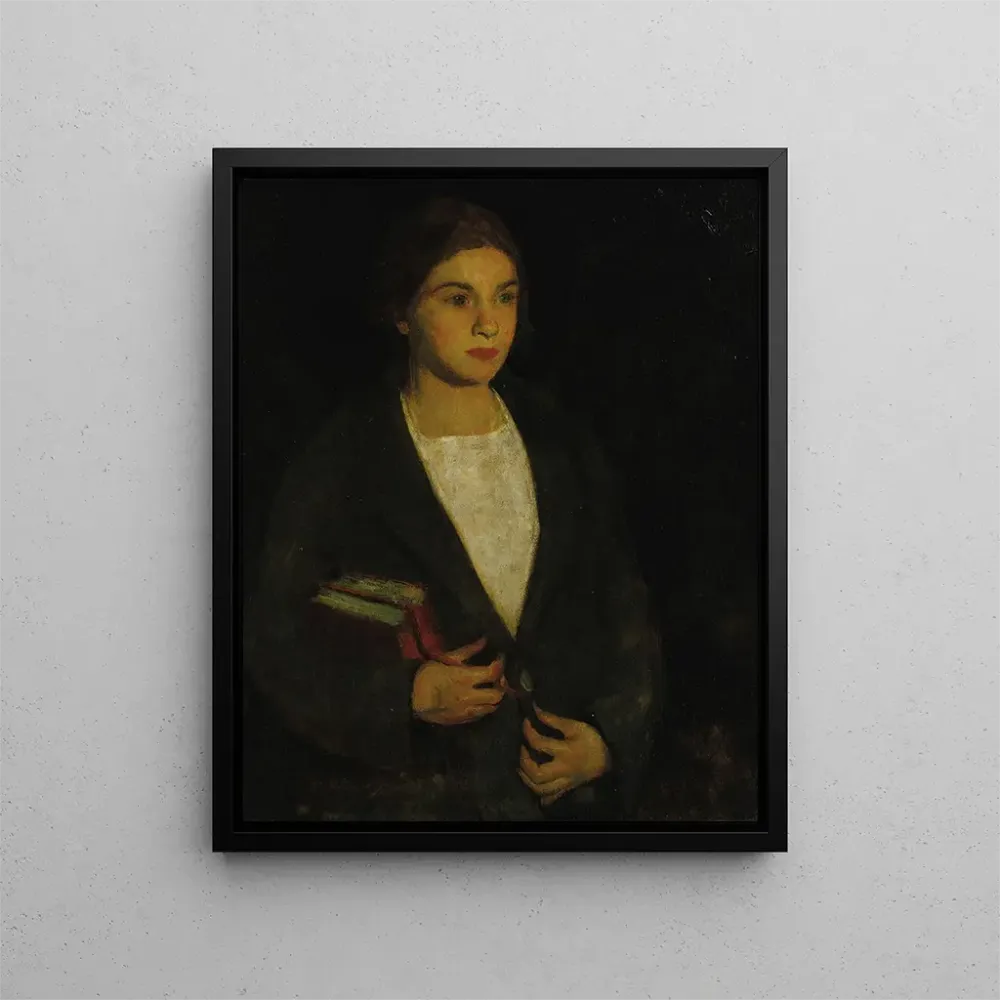 Gemälde Portrait einer jungen Mädchen mit Büchern - Amerikanische Schule | Kunstdruck