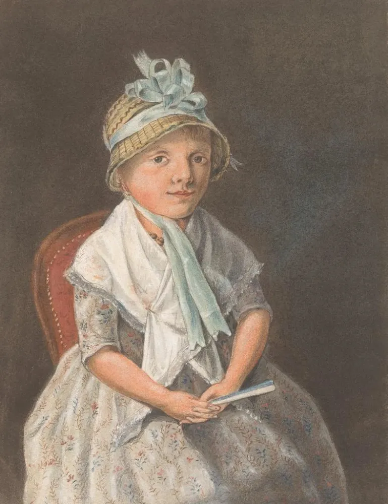 Gemälde Portrait einer sitzenden Mädchen mit Fächer - Anthony Oberman | Kunstdruck