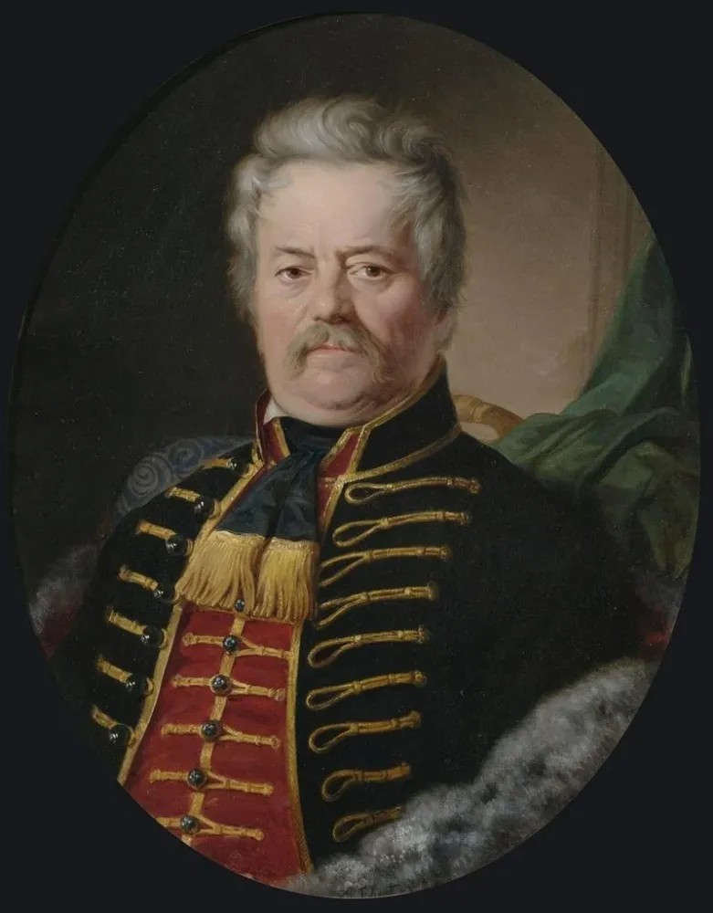 Gemälde Portrait eines edlen Ritters im Husarenuniform - Anton Ebert | Kunstdruck
