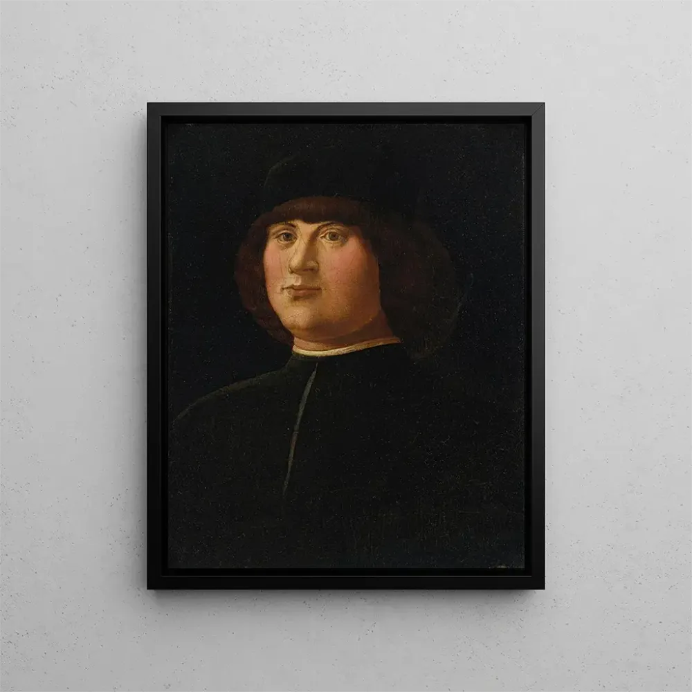 Gemälde Portrait eines Gentlemans mit schwarzer Kappe und aufwändiger Zazzera - Alvise Vivarini | Kunstdruck