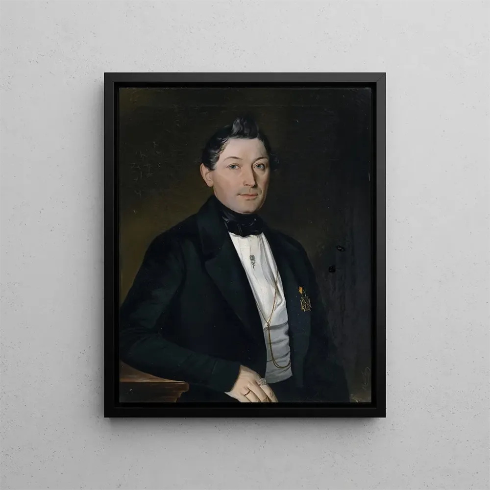 Gemälde Portrait eines Gentlemans schwarzer Frackjacke mit Medaillen - Albert Theer | Kunstdruck