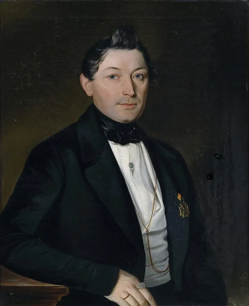 Gemälde Portrait eines Gentlemans schwarzer Frackjacke mit Medaillen - Albert Theer | Kunstdruck